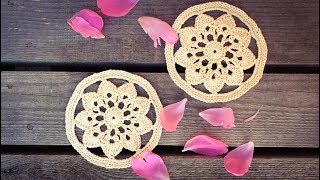 How To Crochet A Flower Circle Coaster Table Decor [upl. by Refinaj]