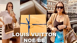 LOUIS VUITTON NOE BB BAG  UNBOXING AND REVIEW  HOW TO TREAT amp PROTECT VACHETTA LEATHER [upl. by Brouwer213]