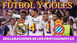 DECLARACIONES DE LOS PROTAGONISTAS DEL REAL MADRID  ESPAÑOL GOLES Y FÚTBOL EN UN GRAN PARTIDO [upl. by Publea609]