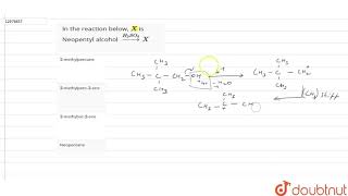 In the reaction below X is Neopentyl alcohol oversetH2SO4rarrX [upl. by Innoj]