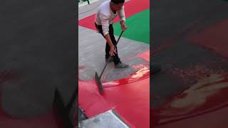 Basketball court floor epoxy resin paint painting process [upl. by Olenolin533]