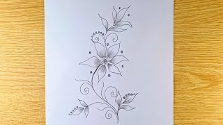 Simple drawing flower  Pencil shading flower  How to draw a flower easy  Flower drawing [upl. by Attennyl]