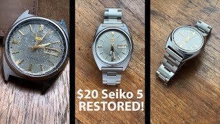 Restoring a trashed 20 Seiko 5 damaged by welding reference 70098331 [upl. by Nnalyrehc542]