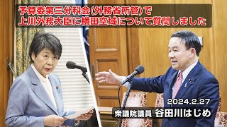 2024227 予算委第三分科会外務省所管で質問しました 衆議院議員 谷田川はじめ [upl. by Pattin]