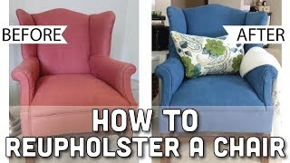 HOW TO REUPHOLSTER A CHAIR  THE LOOK FOR LESS [upl. by Richma970]