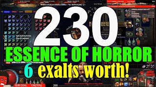 PATH OF EXILE 310 CRAFTING PERFECT RIGHTEOUS FIRE HELM with 230 ESSENCES OF HORROR Will it work [upl. by Bergmans]