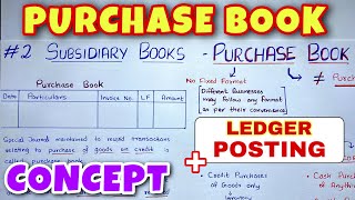 Purchase Book  Concept and Ledger Posting  By Saheb Academy [upl. by Naggem]