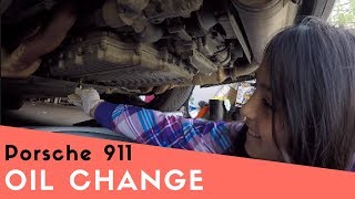 Porsche 911 Oil Change by an 8 year old 9972 [upl. by Ilana]