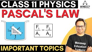 Fluid Mechanics 03  Pascals Law amp Hydraulic Lift 11 Physics Term 2 NEET 2022 NEET 2023 [upl. by Xenia]