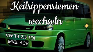 VW T4 Keilrippenriemen wechseln 25TDI MKBACV VW T4 VRibbed Belt Replacement [upl. by Iniffit340]