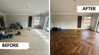 Double Smoked Oak Herringbone Engineered Wood Flooring Installation [upl. by Jereme]