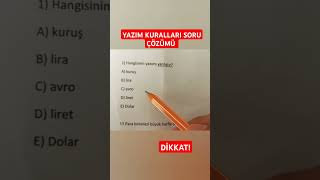 YAZIM KURALLARI SORU ÇÖZÜMÜ TYT YKS KPSS TÜRKÇE YKS 2025 KPSS 2025 shorts tyt yks lgs kpss [upl. by Nylitak]