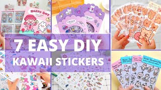 DIY Kawaii stickers How to make stickers at home Handmade stickers 7 easy diy kawaii stickers [upl. by Sedaiuqlem]