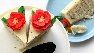 How to Pipe Poppy Flowers  Lemon Poppyseed and Raspberry Cake Recipe [upl. by Devy]