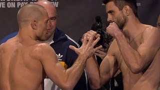 UFC 154 Georges StPierre and Carlos Condit Weigh In and Face Off Video [upl. by Ahsym]