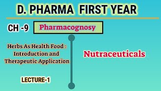 NutraceuticalsHerbs as Health foodPharmacognosyL1CH9DPharm First year [upl. by Nyliac280]