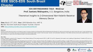 Theoretical Insights to 2Dimensional NonVolatile Resistive Memory Device Prof Santanu Mahapatra [upl. by Anavi958]