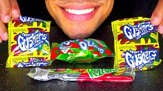 ASMR EATING GUSHERS FRUIT ROLL UPS CANDY NO TALKING MUKBANG JERRY TREATS PARTY FRUIT SNACKS [upl. by Inama]