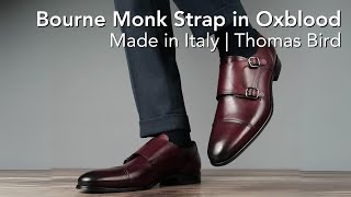 Oxblood monk strap shoes with blue suit Italian made by Thomas Bird [upl. by Leval]