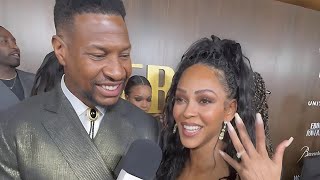 Jonathan Majors and Meagan Good Reveal Theyre Engaged [upl. by Cosetta]