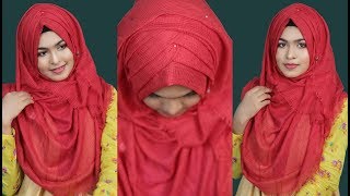 Crinkle Criss Cross Hijab style with single HijabFull Coverage [upl. by Ahcorb]