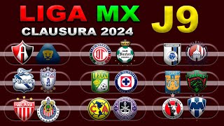 FECHAS HORARIOS Y CANALES PARA LA JORNADA 9 DE LA LIGA MX CLAUSURA 2024 [upl. by Sonitnatsnoc]