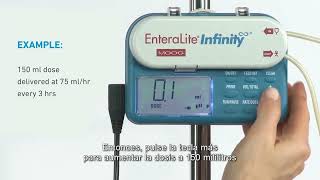 Enteral Nutrition Administration Infinity Pump  Spanish [upl. by Cohby709]