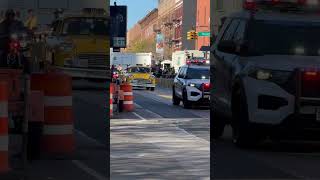 The Checker Cab transporting the NYC TCS Marathon Grand Marshall quotGabby Thomasquot to the finish line [upl. by Aicirtap]