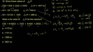 ACS Exam General Chemistry Energetics 16 Given these values of deltaH CS2 [upl. by Dnaletak860]