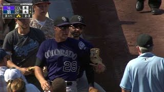 COLSD Arenado shaken up after diving into stands [upl. by Banky]