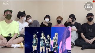 BTS Reaction to Blackpink Kick it Performance Bornpink concert Smash at your face  Fanmade 💜 [upl. by Dressel166]