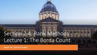 Math for Liberal Studies  Lecture 241 The Borda Count [upl. by Reina]