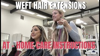 HAIR EXTENSION CARE TUTORIAL  at home maintenance for weft hair extensions [upl. by Ahsinat75]