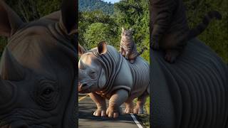 Rhino attacks cute cats cutecat catlover catvideos trendingshorts [upl. by Edelson]