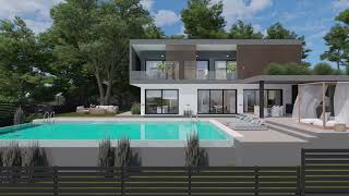 Agios Stefanos Villa  Exterior 3d animation [upl. by Win453]