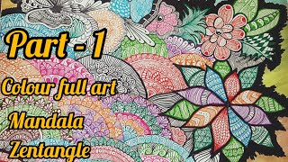 Zentangle amp Mandala combined art for beginners stepbystepPart1artytviral howtodrawdoodling [upl. by Joli199]