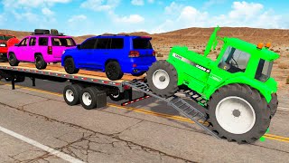 Flatbed Truck Mcqueen  Transportation with Truck  Pothole vs Car 32  BeamNGDrive [upl. by Louanne]