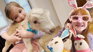 BABY GOATS and EASTER TiME CAPSULE Find the Bunny game with Adley Niko amp Navey Feed goat babies [upl. by Lemuela253]