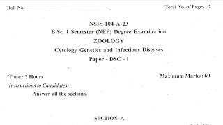 Zoology BSC CBZ 1st Sem NEP 2023 Question Paper Cytology genetics and infectious diseases [upl. by Llet217]