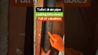 Toilet leaking into down stairs closet causes irreparable damage plumbing service repair [upl. by Lenes257]