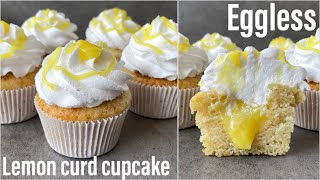 EGGLESS Lemon Cupcakes  LEMON CURD CUPCAKES  Eggless Lemon Curd Recipe  Best Bites [upl. by Atimed]