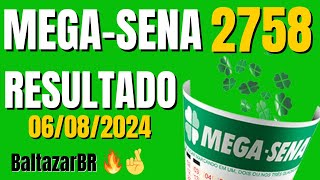 🍀 Mega Sena 2758 Resultado mega sena de hoje 2758 concurso 0608 [upl. by Aiuqes]