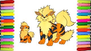 Pokemon coloring Growlithe and Arcanine [upl. by Reinhold]