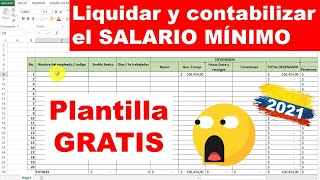 Como Liquidar el SALARIO MINIMO 2021 en COLOMBIA con Excel plantilla gratis [upl. by Cooke]