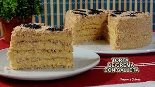 TORTA DE CREMA Y GALLETA SIN HORNO FÁCIL DELICIOSA Y LINDA [upl. by Valentina]