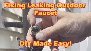 How to Fix Leaking Outdoor Faucet Hose Spigot in a couple of minutes Fast DIY [upl. by Hock]