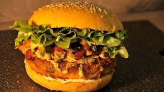 Best Vegetarian Hamburger Burger Asian style blue cheese How to cook [upl. by Luise195]