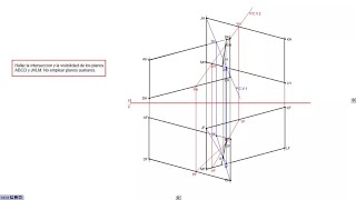 Geometría Descriptiva  Intersección y visibilidad de Planos  Método del Plano Cortante [upl. by Lytsyrk]