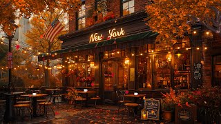 🍁 Cozy Autumn Coffee Shop Ambience with Elegant Jazz Music ☕ Smooth Piano Jazz for a Relaxing Mood [upl. by Dell]