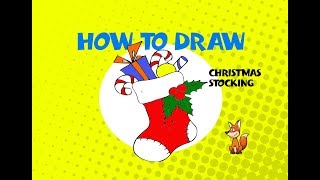 How to draw a Christmas Stocking  Learn to Draw  ART LESSON stocking stuffers [upl. by Ramad]